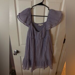 Lavender Flutter Sleeve Dress
